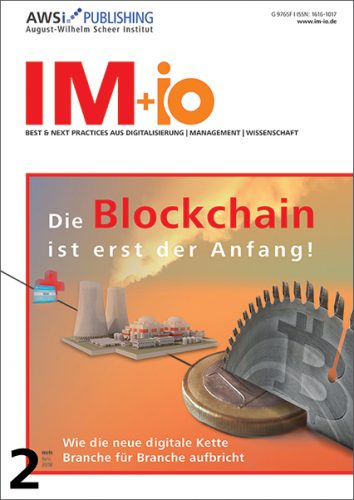Cover zur Ausgabe "Blockchain" des Magazins IM+io zu Themen der Digitalisierung, Management und Wissenschaft