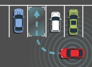 Ein Auto parkt selbst ein