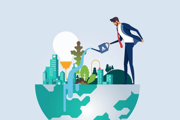 Businessman protect and preservation of the environment Businessman protect and preservation of the environment