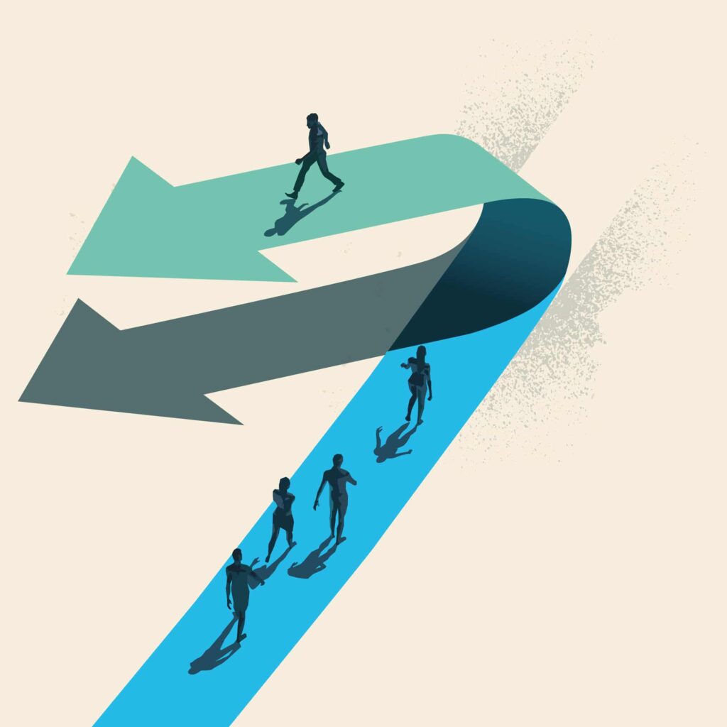 Change the Change 9 Radikaler Veränderung durch Pfeil verbildlicht.