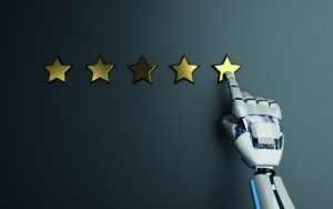 Roboter bewertet mit 5 Sternen.