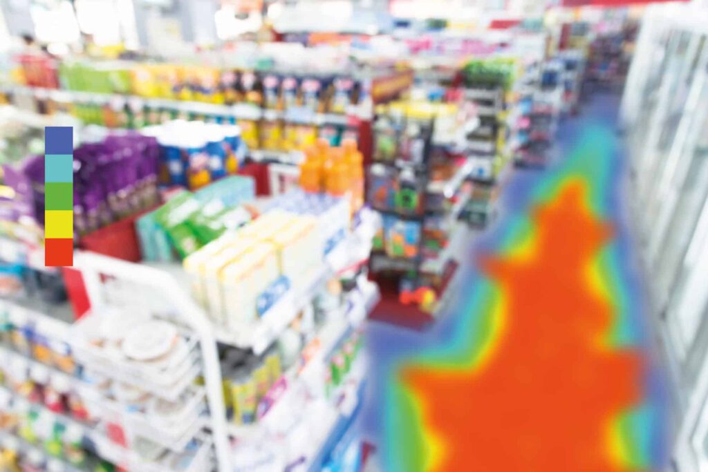 Heatmap-Analyse für Händler 1 Wärmekamera im Supermarkt.
