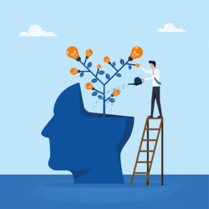 Kopf mit Glühbirnen