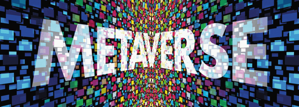 Vom Hier ins Metaverse über die Blockchain und zurück 2 Schriftzug Metaverse