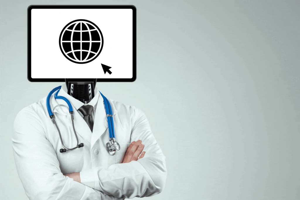 Arzt mit Computerkopf