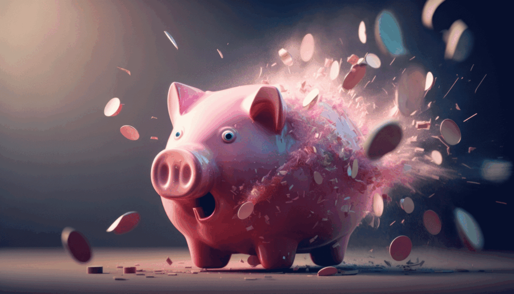 Explodierendes rosa Sparschwein