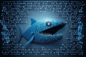 Fisch schwimmt durch Daten