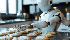 Roboter backt Kekse in der Küche