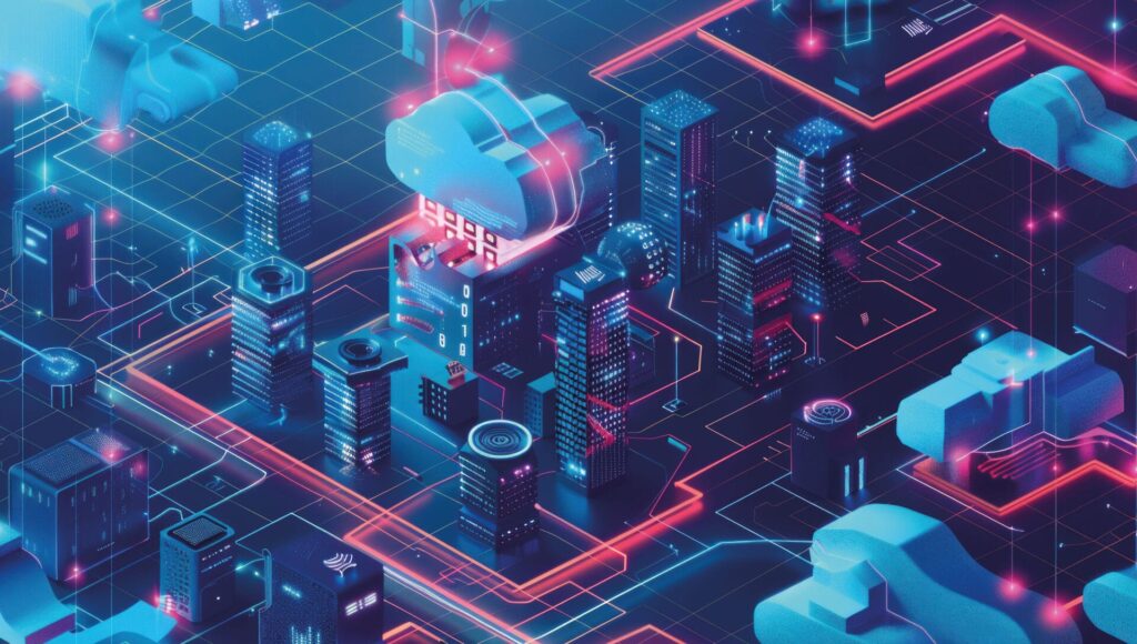 Eine Visualisierung der Cloud-Computing-Trends ,KI-IntegrationComputing und Cloud-nativen Anwendungen.