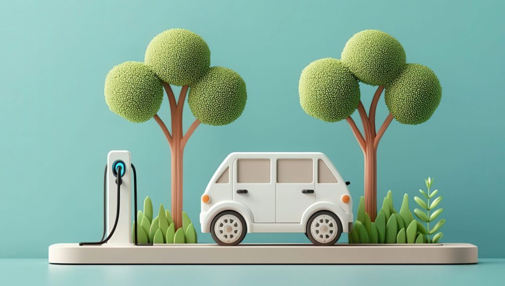 Aufladen von Elektroautos. 3d Model