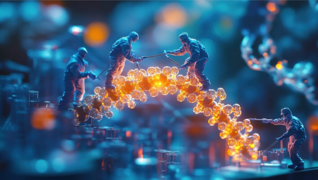 Kreative Wissenschaftler arbeiten in modernen Labors mit innovativen Forschungstechniken und fortschrittlicher Technologie.