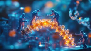 Kreative Wissenschaftler arbeiten in modernen Labors mit innovativen Forschungstechniken und fortschrittlicher Technologie.