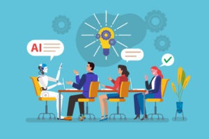 Meeting mit Team und Roboter