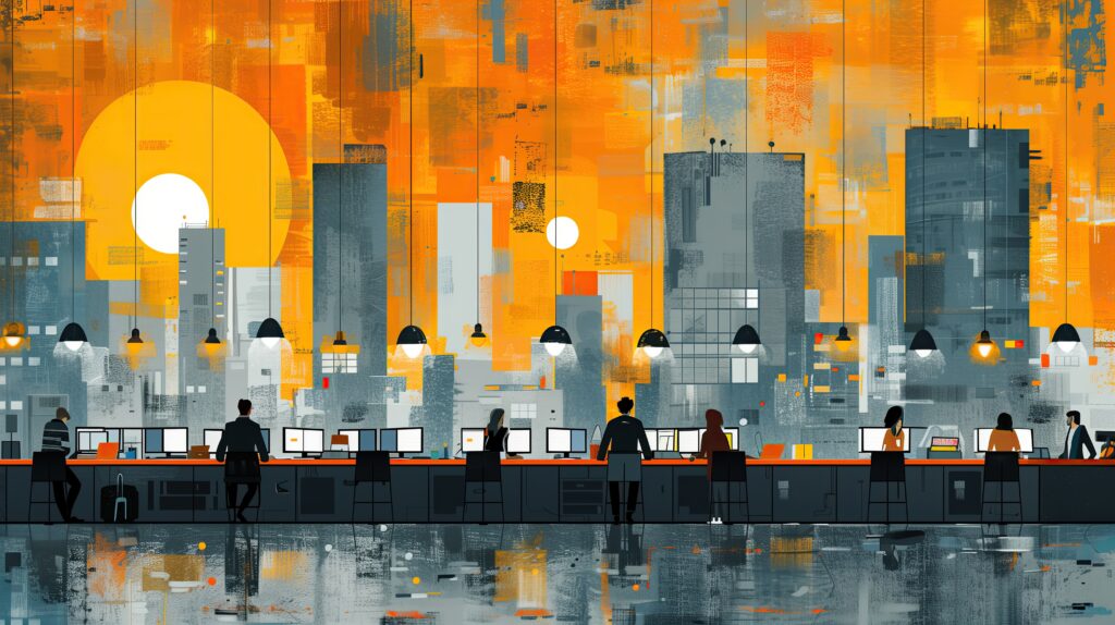 Many businessmen are sitting in a meeting. And there are electronic devices in the meeting.
